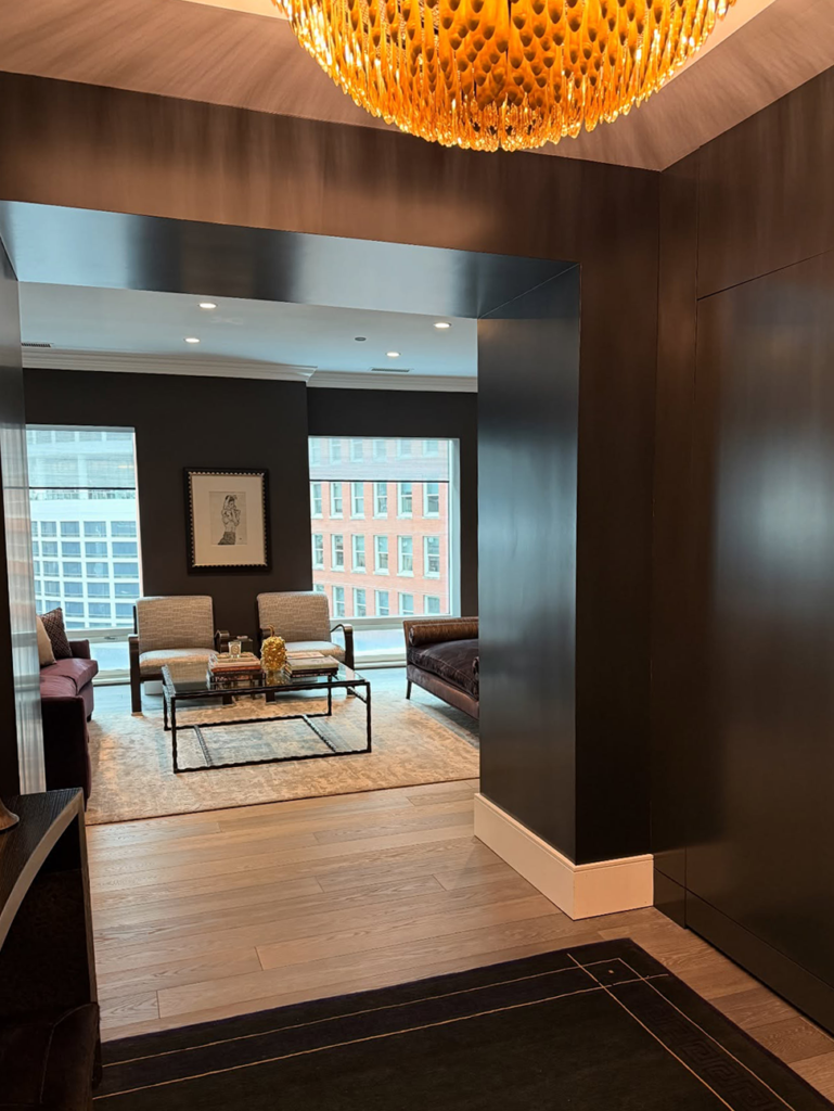 Interior high end residences dark brown walls. residential and commercial painting